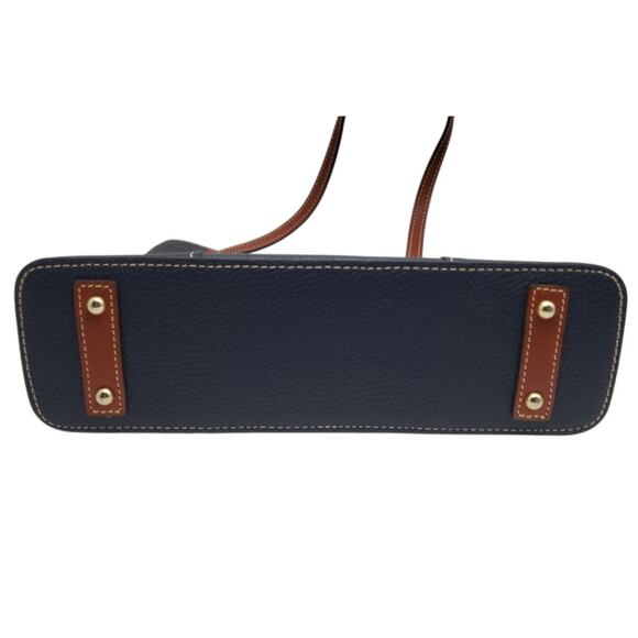 Dooney Bourke Blue Pebbled Leather Tote Shoulder Bag Red Lining Dust Cover Purse - Picture 8 of 12